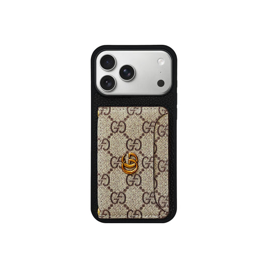BLACK AND BROWN G MONOGRAM CARDHOLDER FULLY COVERED