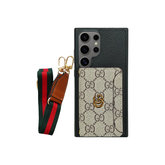 GG CARDHOLDER & LANYARD BROWN WITH BLACK